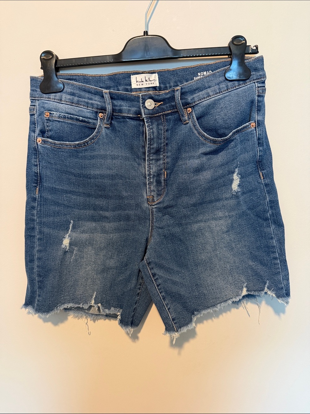 Nicole Miller Nomad Distressed Denim Shorts - Blue size 10